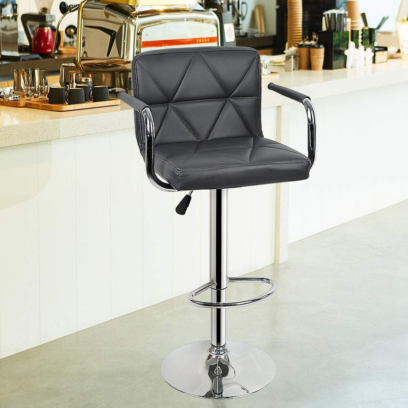 Chaise de bar design avec assise surpiquée et cadre en inox