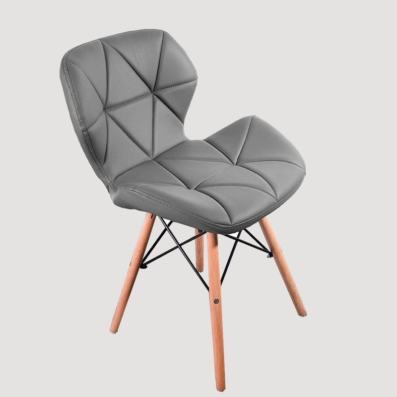 Chaise scandinave en simili cuir assise ergonomique et pieds en bois