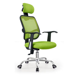 Chaise de bureau avec têtière ajustable et accoudoirs  en tissu vert