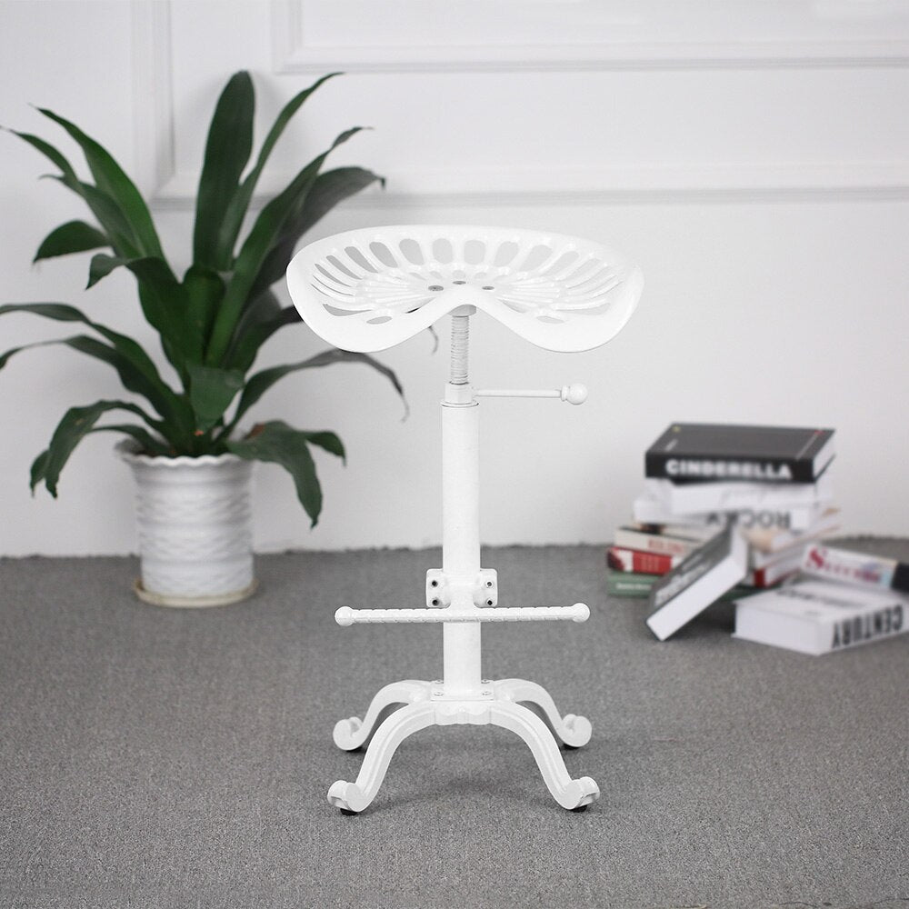 Tabouret vintage en fer avec assise ergonomique réglable et repose pieds