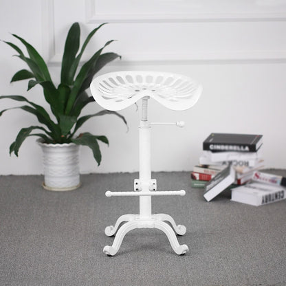 Tabouret vintage en fer avec assise ergonomique réglable et repose pieds