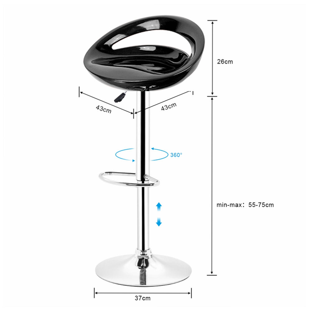 Tabouret de bar pivotant réglable plastique brillant  (lot de 2)