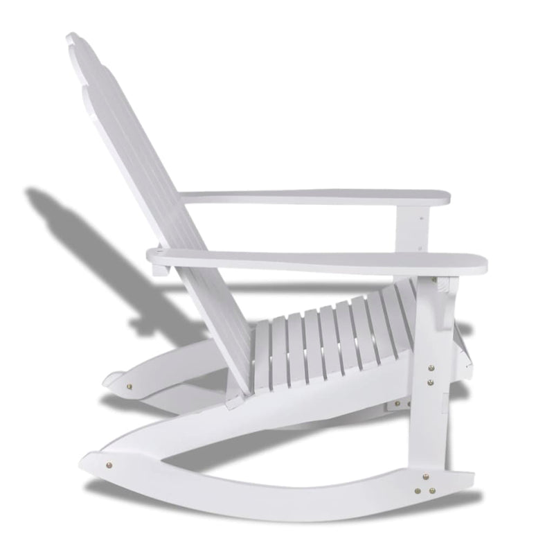 Chaise à bascule en bois blanc avec accoudoirs