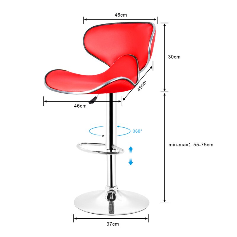 Chaise de bar design avec assise ergonomique incurvée encadrement et pied en inox par lot de 2