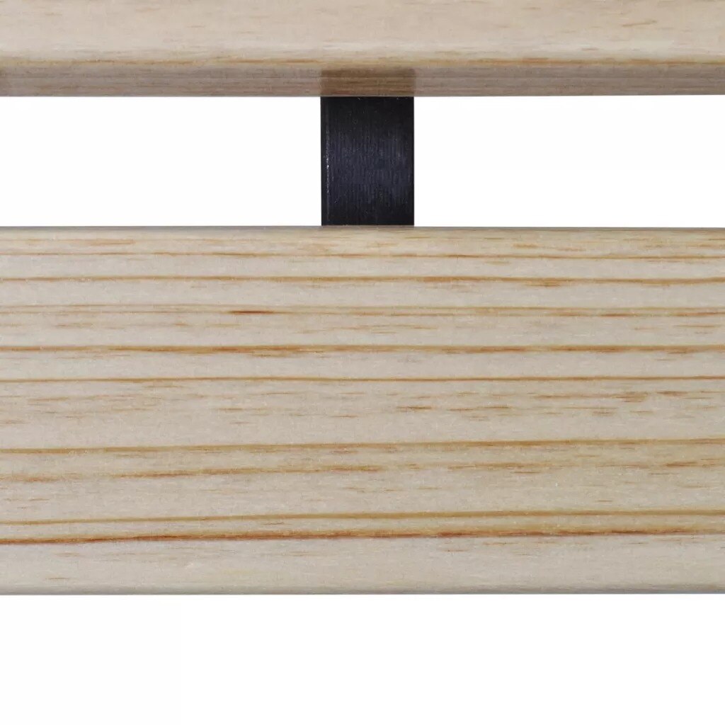 Banc industriel en bois et fer avec sculpture sur dossier