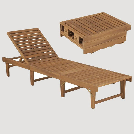Transat pliable en véritable bois d'acacia