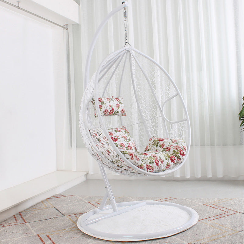 Chaise suspendue en rotin renforcé double coussin et socle en carbone