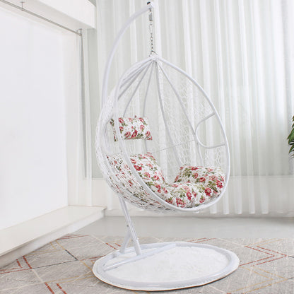 Chaise suspendue en rotin renforcé double coussin et socle en carbone
