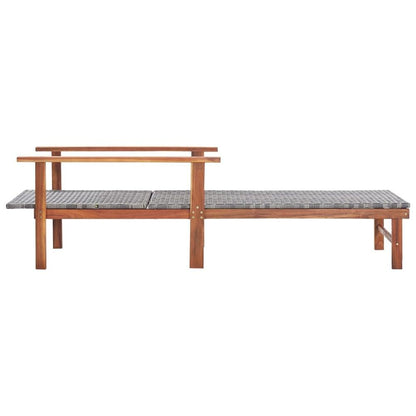 Transat pliable en bois et rotin avec accoudoirs