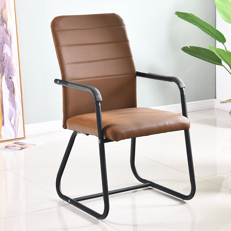 Chaise de bureau  avec dossier morphologique large en similicuir marron