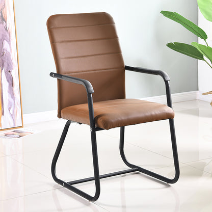 Chaise de bureau  avec dossier morphologique large en similicuir marron