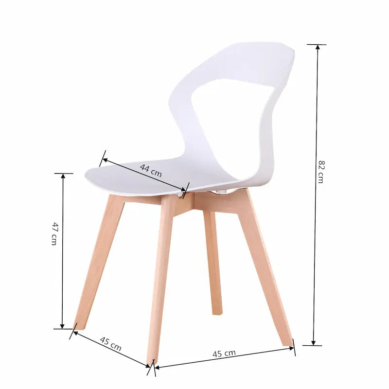 Chaise scandinave design en bois et plastique sans accoudoirs (lot de 2)