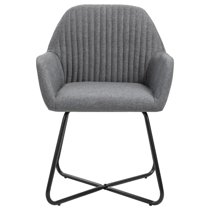 Chaise design en tissu gris et métal noir (lot de 2)
