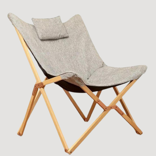 Chaise pliable déco en bois et tissu