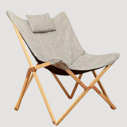 Chaise pliable déco en bois et tissu