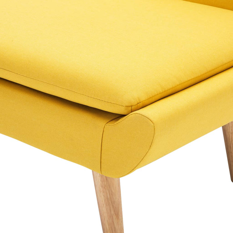 Chaise scandinave jaune en tissu et bois