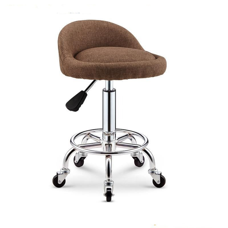 Tabouret à roulettes avec assise matelassée réglable et armature en inox