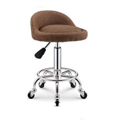 Tabouret à roulettes avec assise matelassée réglable et armature en inox