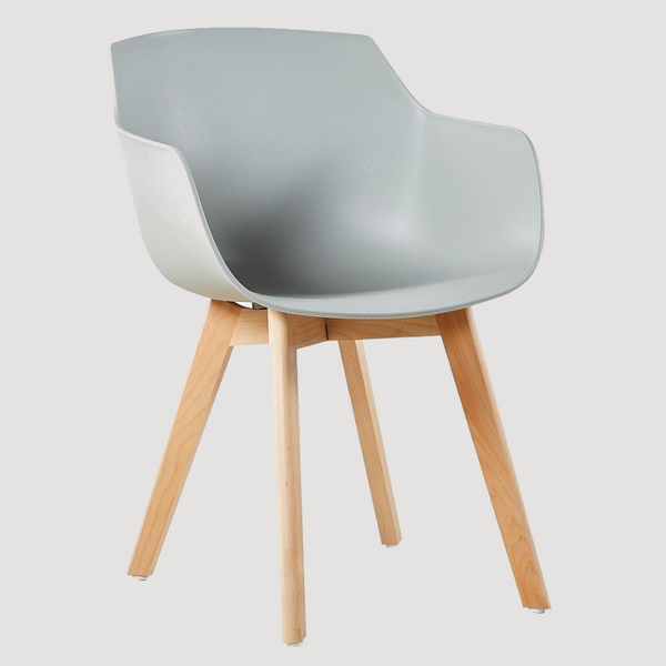 chaise scandinave moderne en bois et plastique gris
