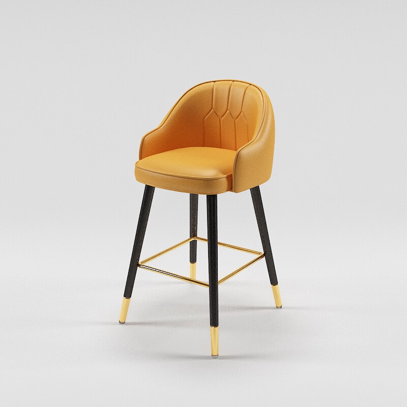 Tabouret de bar design de style nordique en cuir et metal