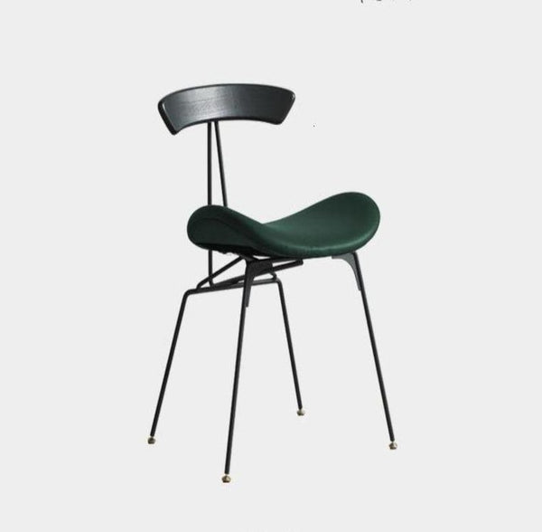 Chaise design de salle à manger avec assise ergonomique verte