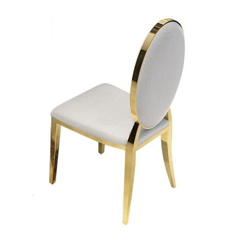 Chaise médaillon moderne avec cadre en acier doré