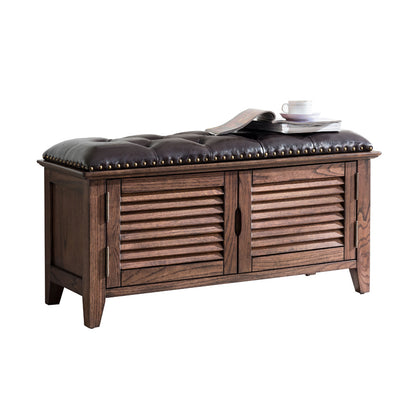 banc de rangement style ancien cuir 