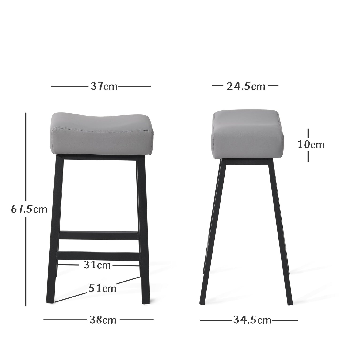 Tabouret de bar gris et noir (lot de 2)