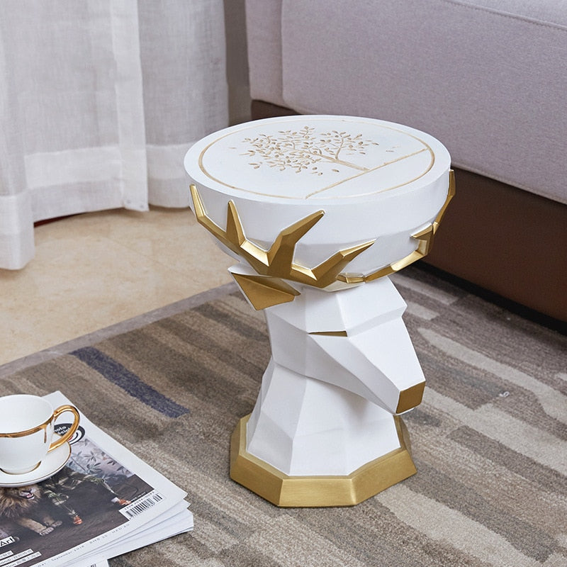 Tabouret design blanc laqué décoratif