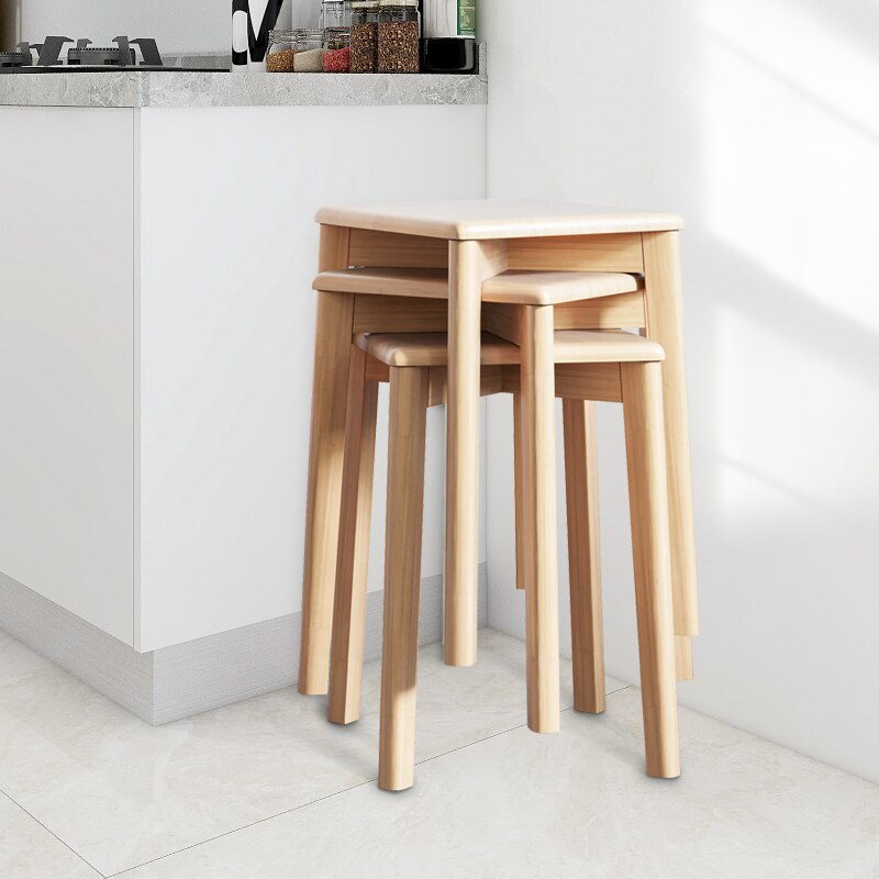 Tabouret scandinave en bois minimaliste encastrable