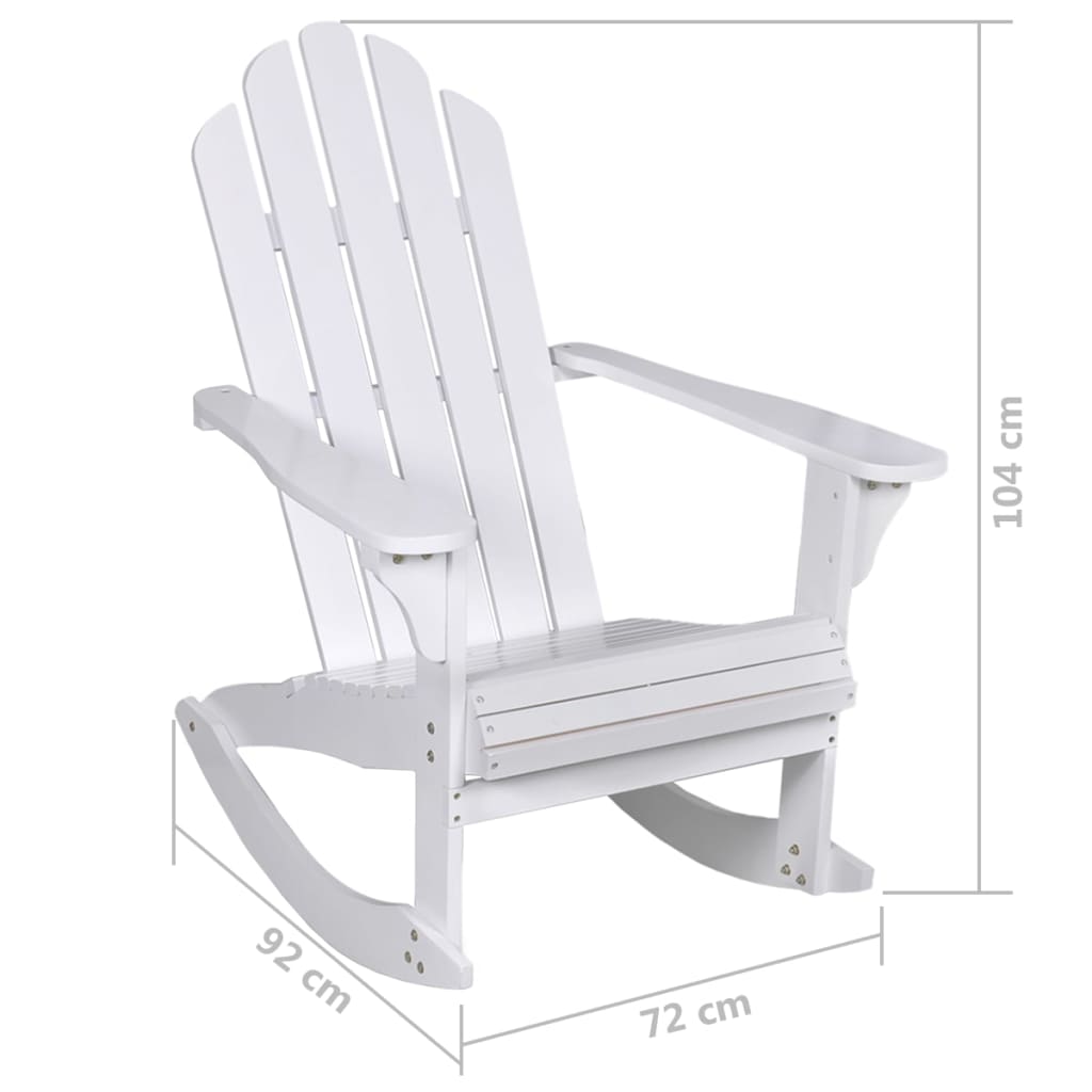 Chaise à bascule en bois blanc avec accoudoirs