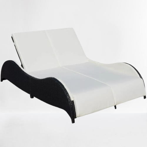 Transat double moderne réglable noir et blanc en rotin ajustable de façon individuelle