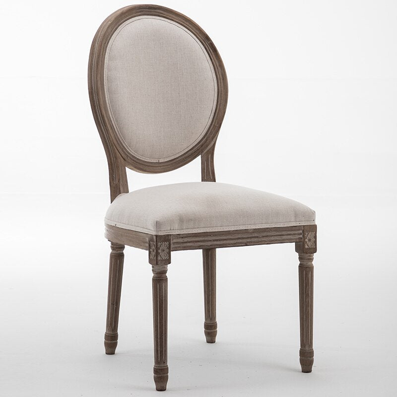 Chaise médaillon beige et bois blanchi