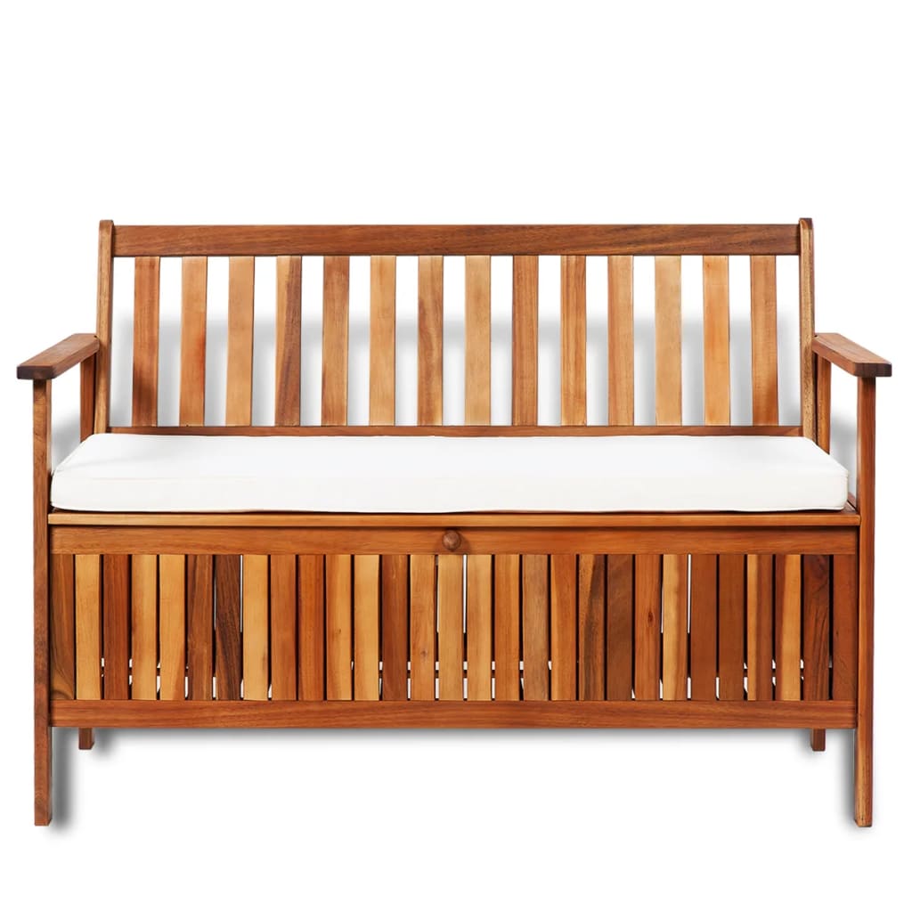 Banc de rangement en bois avec accoudoirs