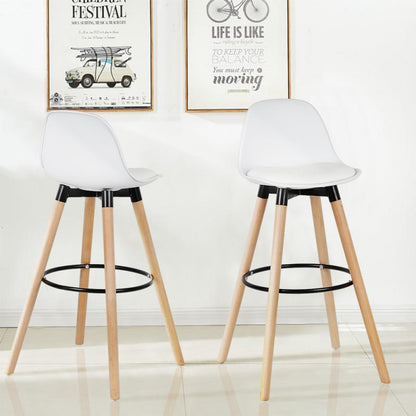 Chaise de bar scandinave avec assise rembourrée et repose pieds par lot de 2