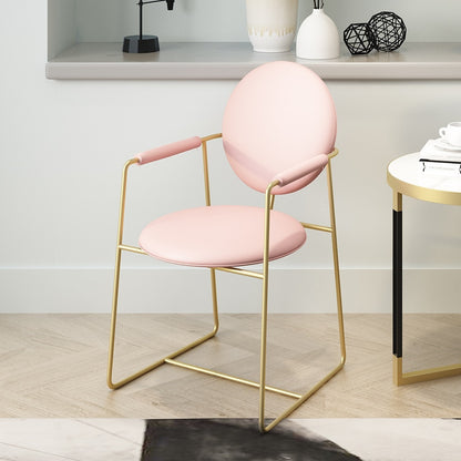 Chaise médaillon moderne avec accoudoirs en métal doré
