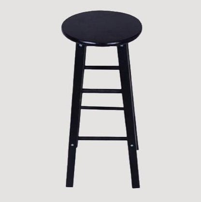 Tabouret de bar en bois massif noir vernis avec double repose pieds