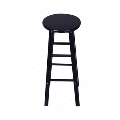 Tabouret de bar en bois massif  vernis avec double repose pieds