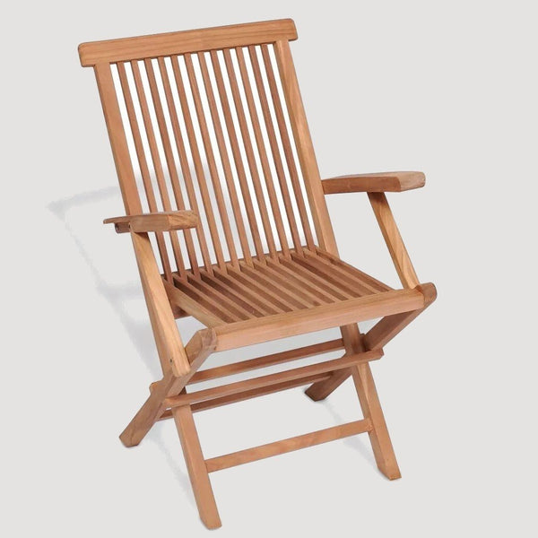 Chaise pliable pour terrasse en bois avec accoudoirs
