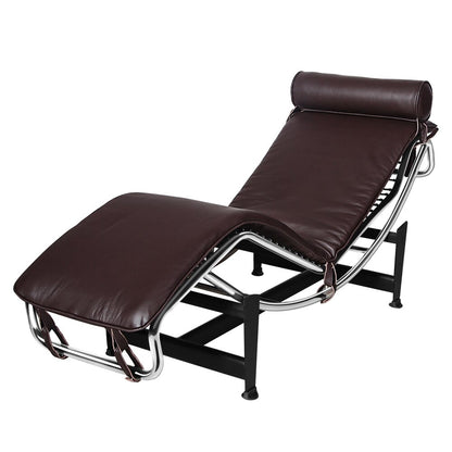 Chaise longue design en métal et cuir