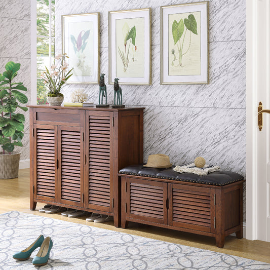 banc de rangement style ancien cuir 