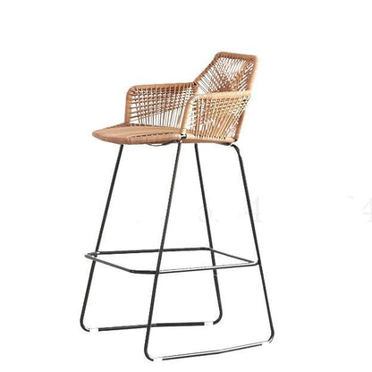 Chaise de bar en rotin et métal noir