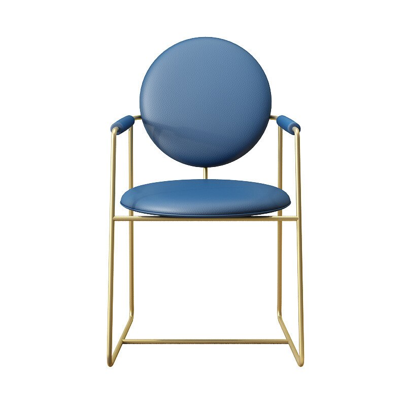 Chaise médaillon moderne avec accoudoirs en métal doré