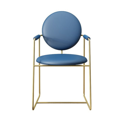 Chaise médaillon moderne avec accoudoirs en métal doré