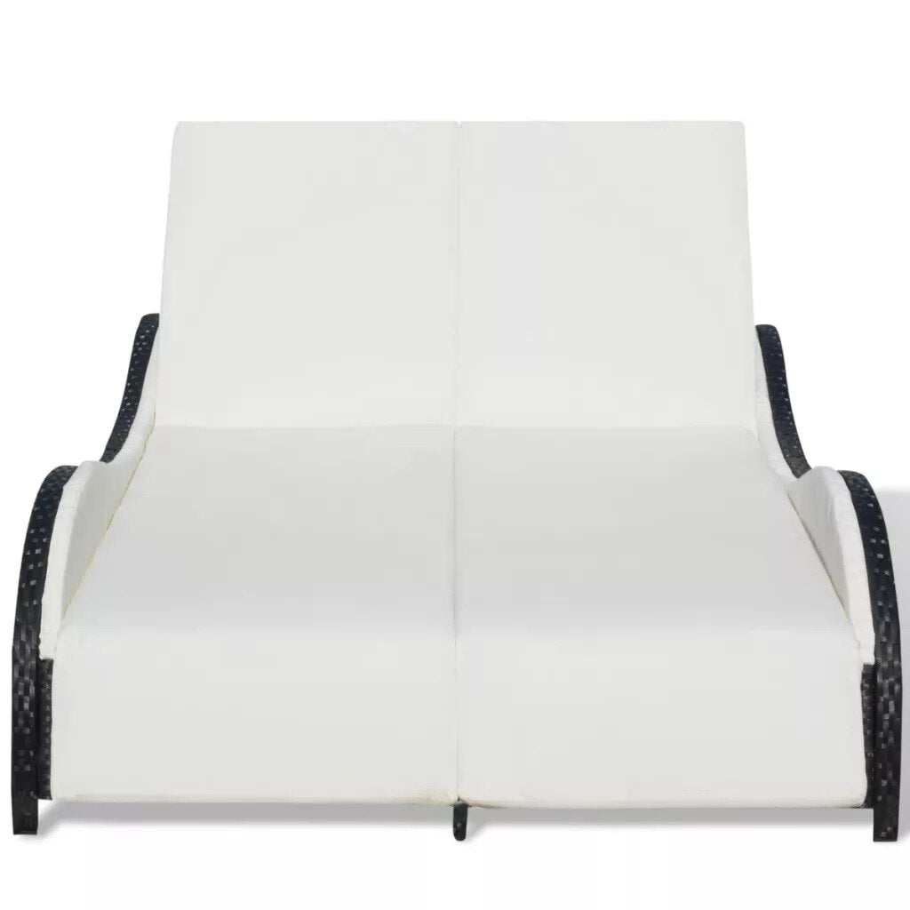 Transat double  moderne réglable noir et blanc en rotin