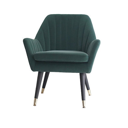 Chaise design en velours et bois de style fauteuil