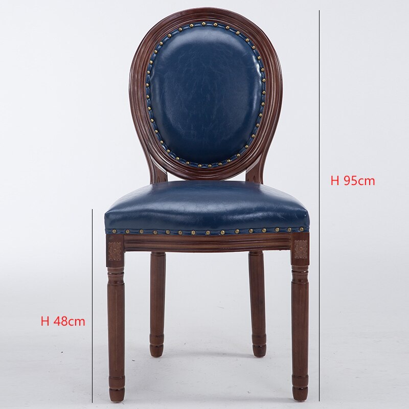 Chaise médaillon en bois massif et cuir
