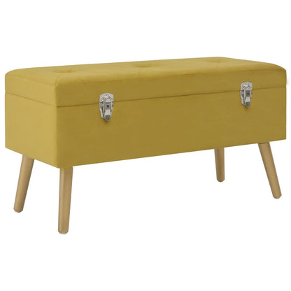 Banc de rangement scandinave moutarde sur pieds en bois