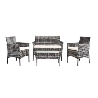 Chaise design en rotin  (lot de 3) avec table basse