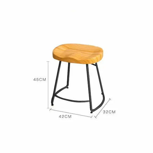 Tabouret industriel de bar en métal et bois avec assise ergonomique